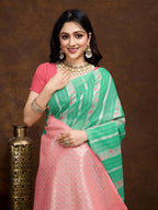 Vedant Vastram Jacquard Work Fancy Bollywood Saree - Seegreen | Grocsy