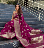 Vamika Weaving Banarasi Jacquard Purple Kanjivaram Saree | Grocsy