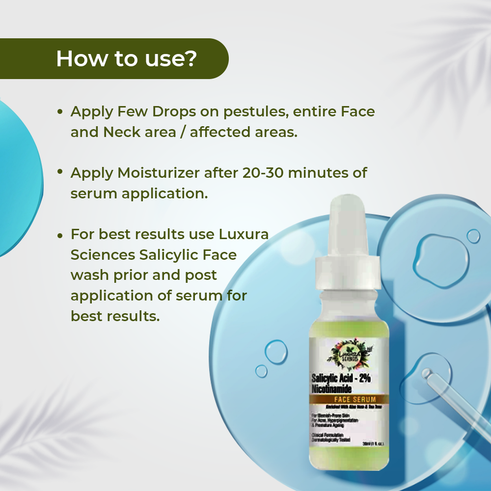Luxura Sciences Salicylic Acid 2% Face Serum, Niacinamide Serum | Grocsy