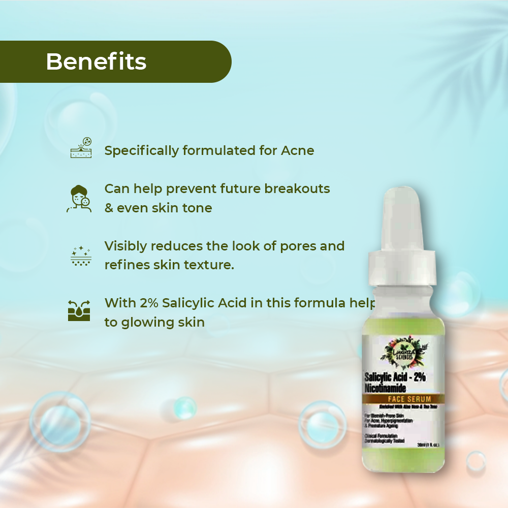Luxura Sciences Salicylic Acid 2% Face Serum, Niacinamide Serum | Grocsy
