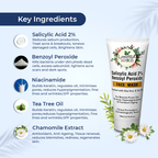 Luxura Sciences Salicylic Acid 2% Face Wash with Niacinamide, Benzoyl Peroxide, Aloe Vera & Tea Tree | Grocsy