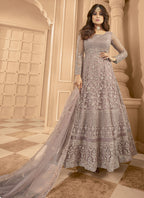 Vegaa Fashion Onion Pink Net Embroidered Anarkali Suit | Grocsy