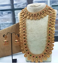Jewel City Exquisite Gold-Plated Temple Jewelry Set with Ruby and Emerald Accents | Grocsy