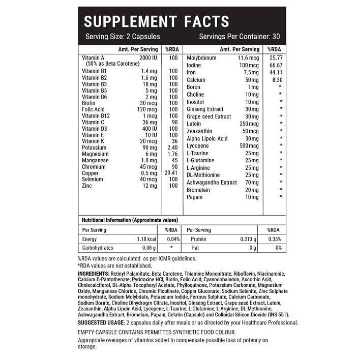 Inlife Multivitamin And Minerals Tablets For Men | Grocsy