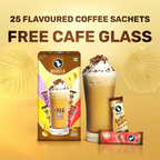 Bevzilla Premium Glass & 25 Flavoured Coffee Sachets | Grocsy