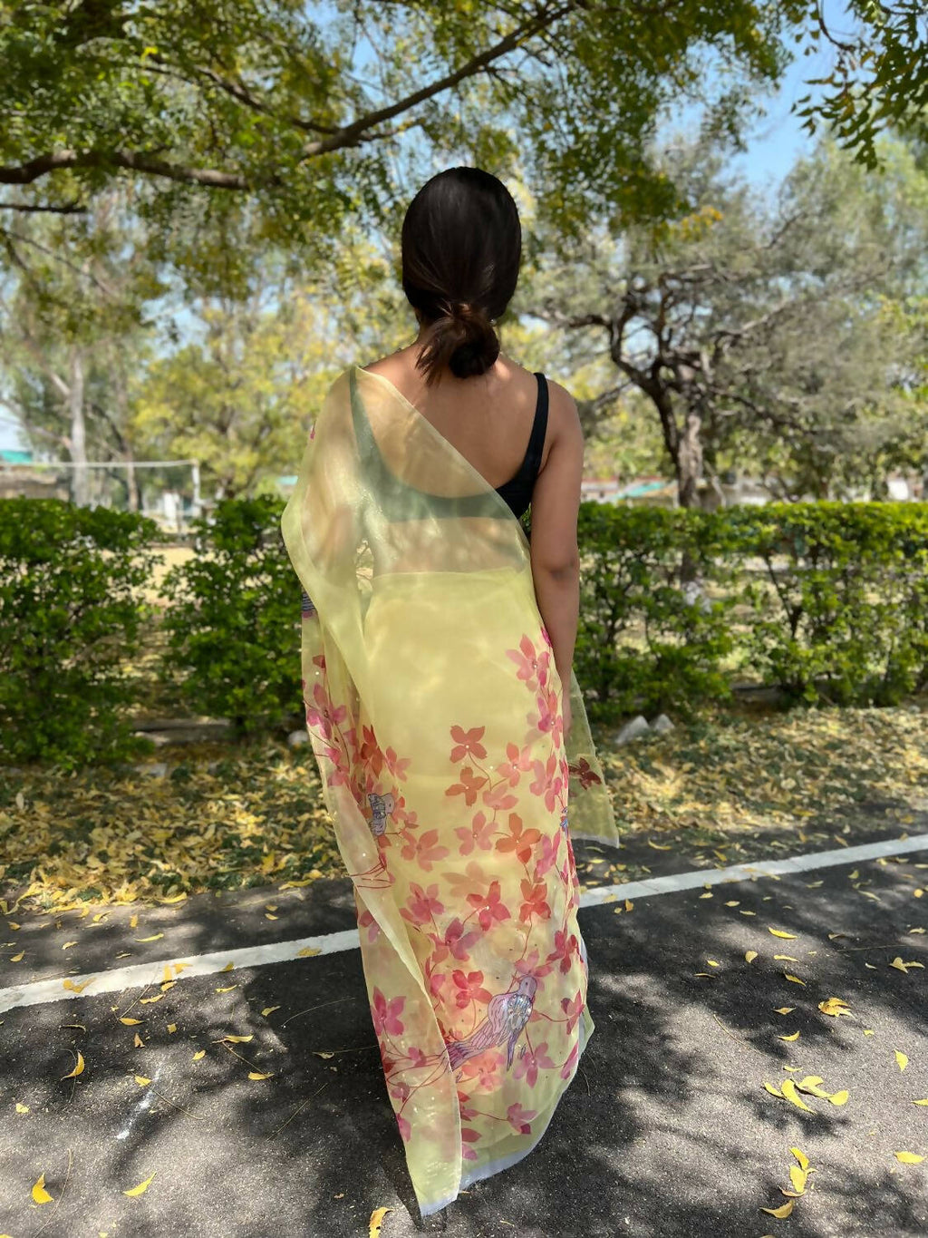 Vamsee Yellow Organza Saree | Grocsy