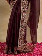kasee Solid Embroidered Saree | Grocsy
