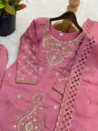 Teeya Creation Pink Color Gimmychu Silk Embroidery Work Wedding Wear Salwar Suit | Grocsy