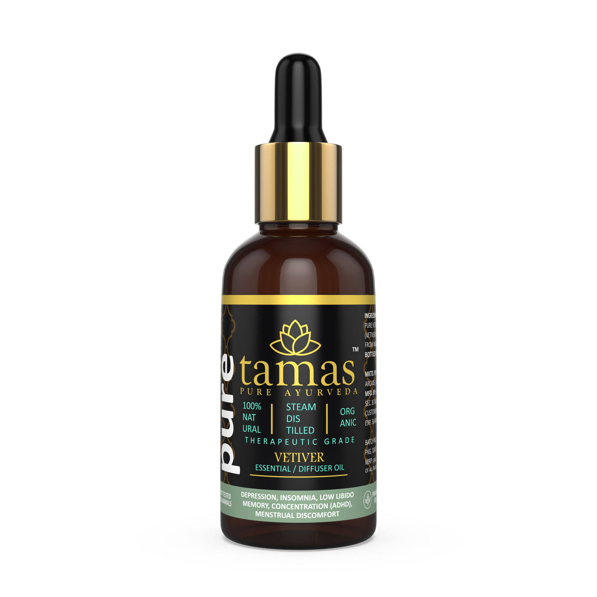 Tamas Pure Ayurveda 100% Organic Vetiver Essential Oil - USDA Certified Organic | Grocsy