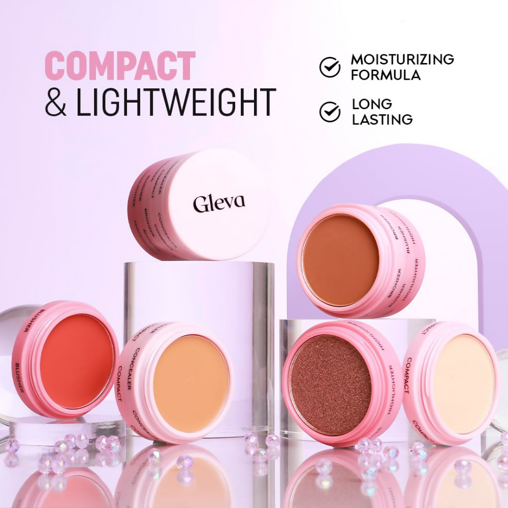 Gleva 5 In 1 Makeup stack Gleva 5 In 1 Makeup stack WIth Concealer, Bronzer, Blusher, Compact & Highlighter Smooth & Blendable Formula - Fair | Grocsy