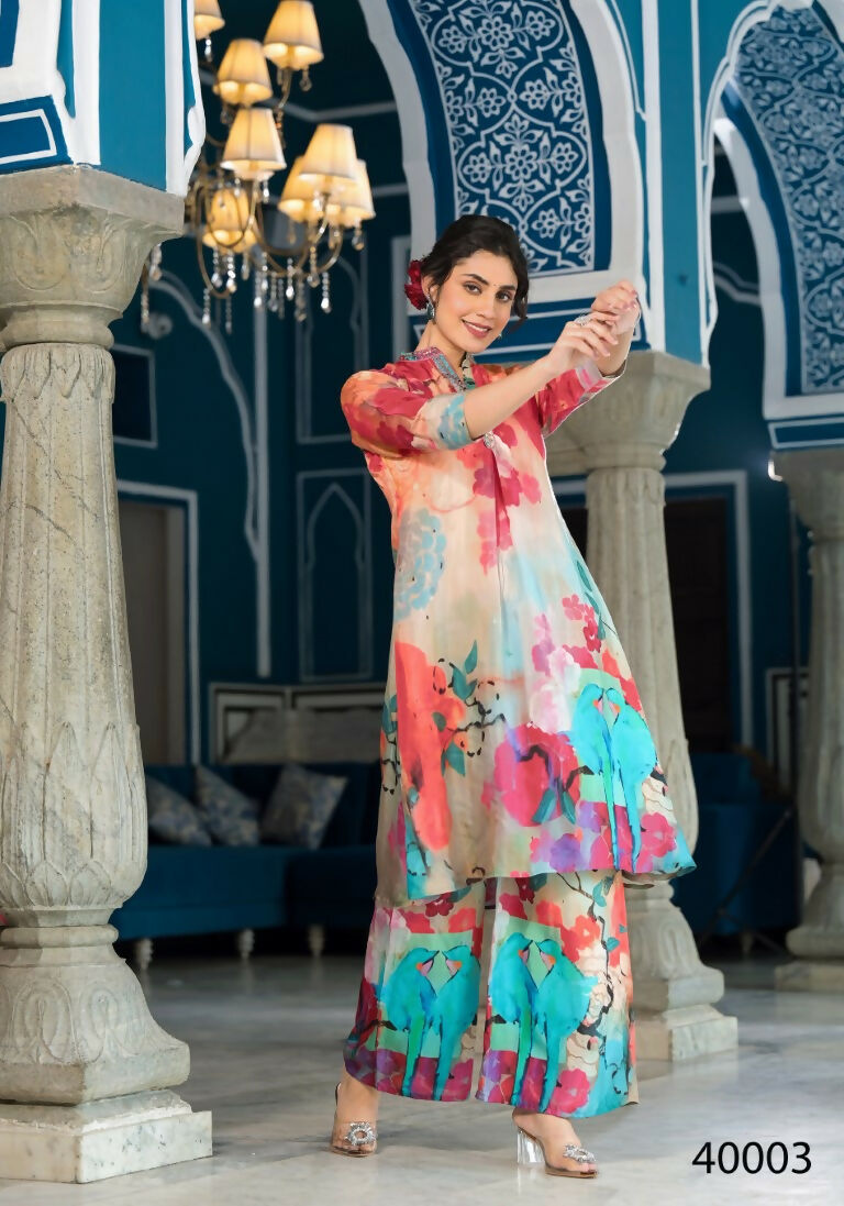 Designer Stylish Light Brown With Sky Pure Muslin Stitched Suit - Apoorva | Grocsy