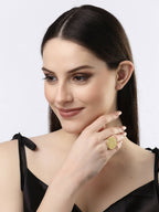 NVR Women Gold-Polished Circular Adjustable Finger Ring | Grocsy