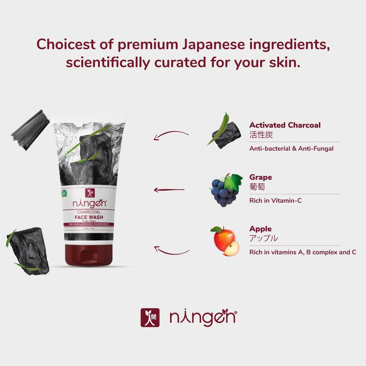 Ningen Charcoal Face Wash | Grocsy