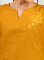 Joban Fashion Yellow Cotton, Linen Embroidered Readymade Cord Set | Grocsy