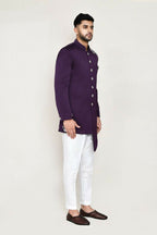 Joban Fashion Purple Colored Polyester Fabric Indo Western With Straight Fir Pant | Grocsy
