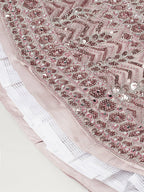 House of Panchhi Rose Gold Net Mirror & Sequinse embroidery Lehenga choli & Dupatta | Grocsy