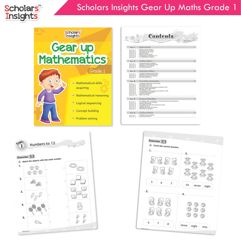 Scholars Insight Combo Set of Mathematics Workbooks For Grade 1| Set of 3| Problem Solving Book for Kids | Grocsy