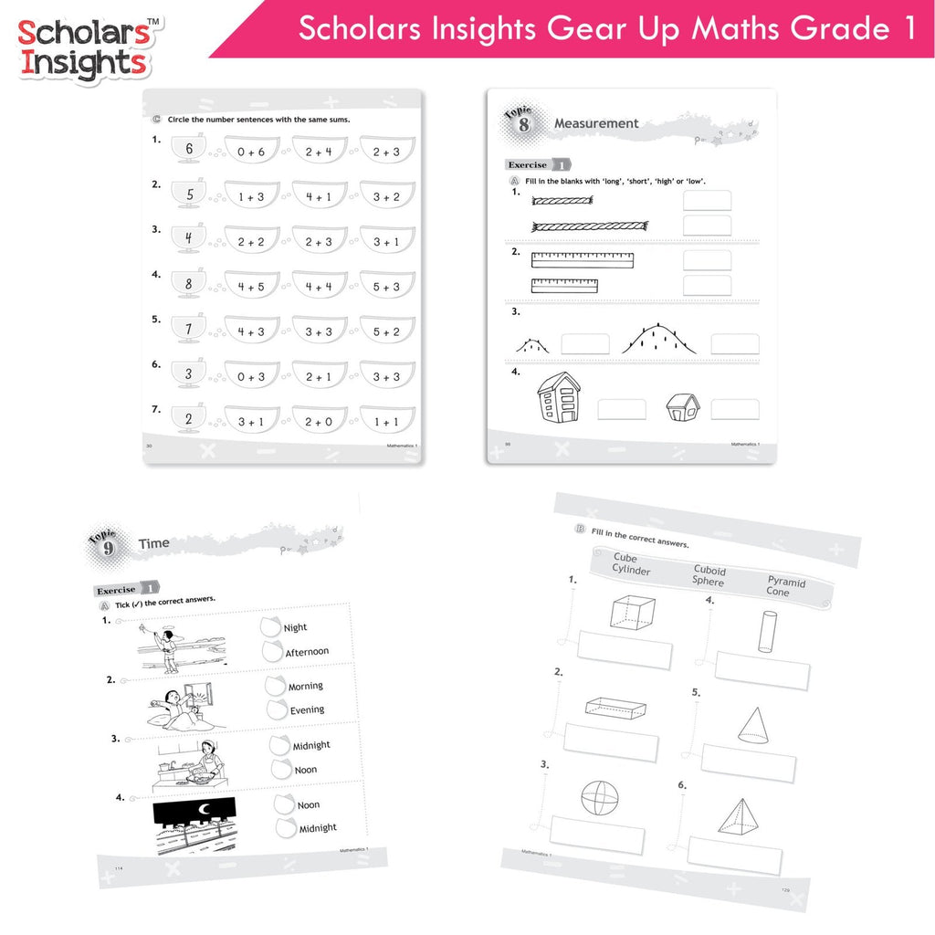 Scholars Insight Combo Set of Mathematics Workbooks For Grade 1| Set of 3| Problem Solving Book for Kids | Grocsy