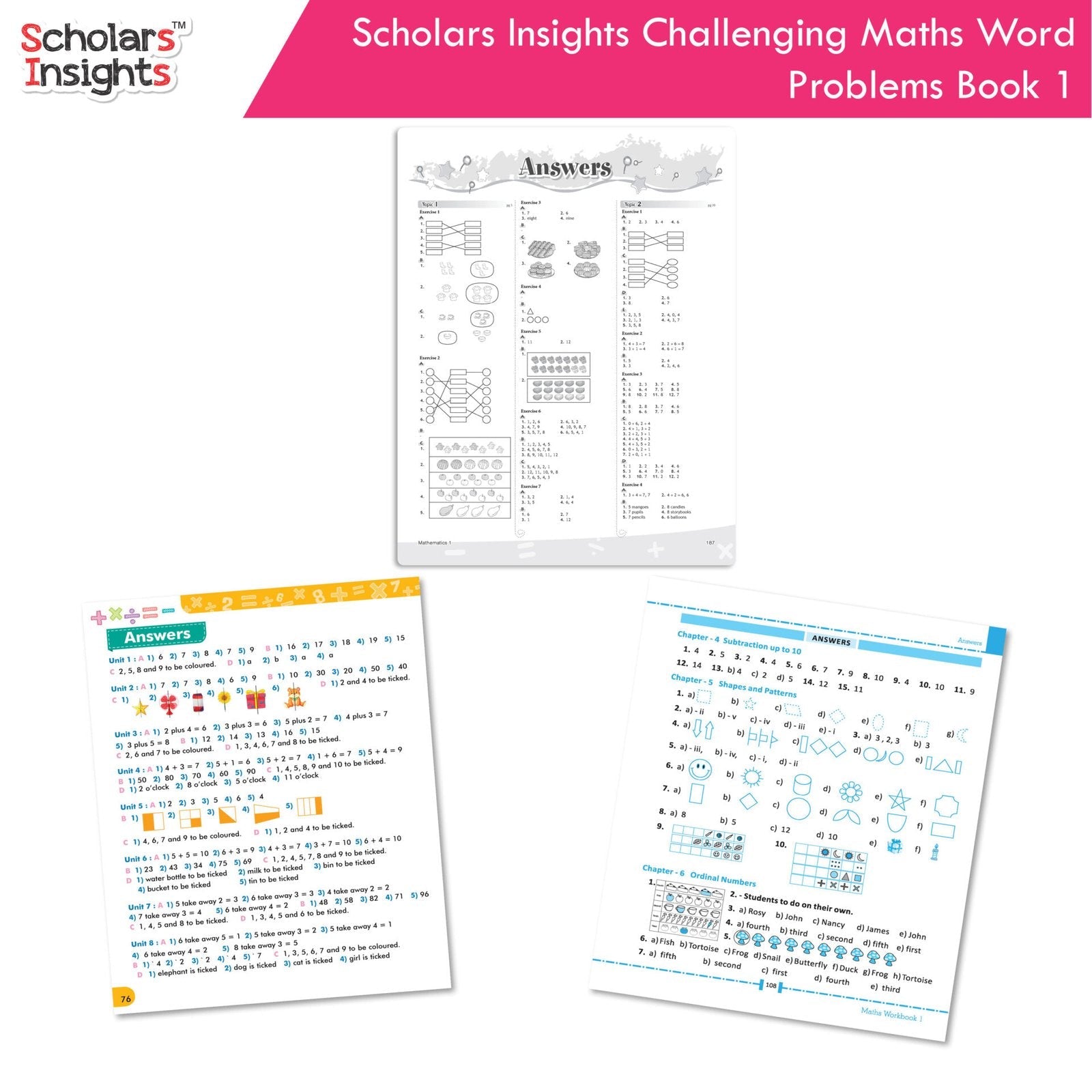 Scholars Insight Combo Set of Mathematics Workbooks For Grade 1| Set of 3| Problem Solving Book for Kids | Grocsy