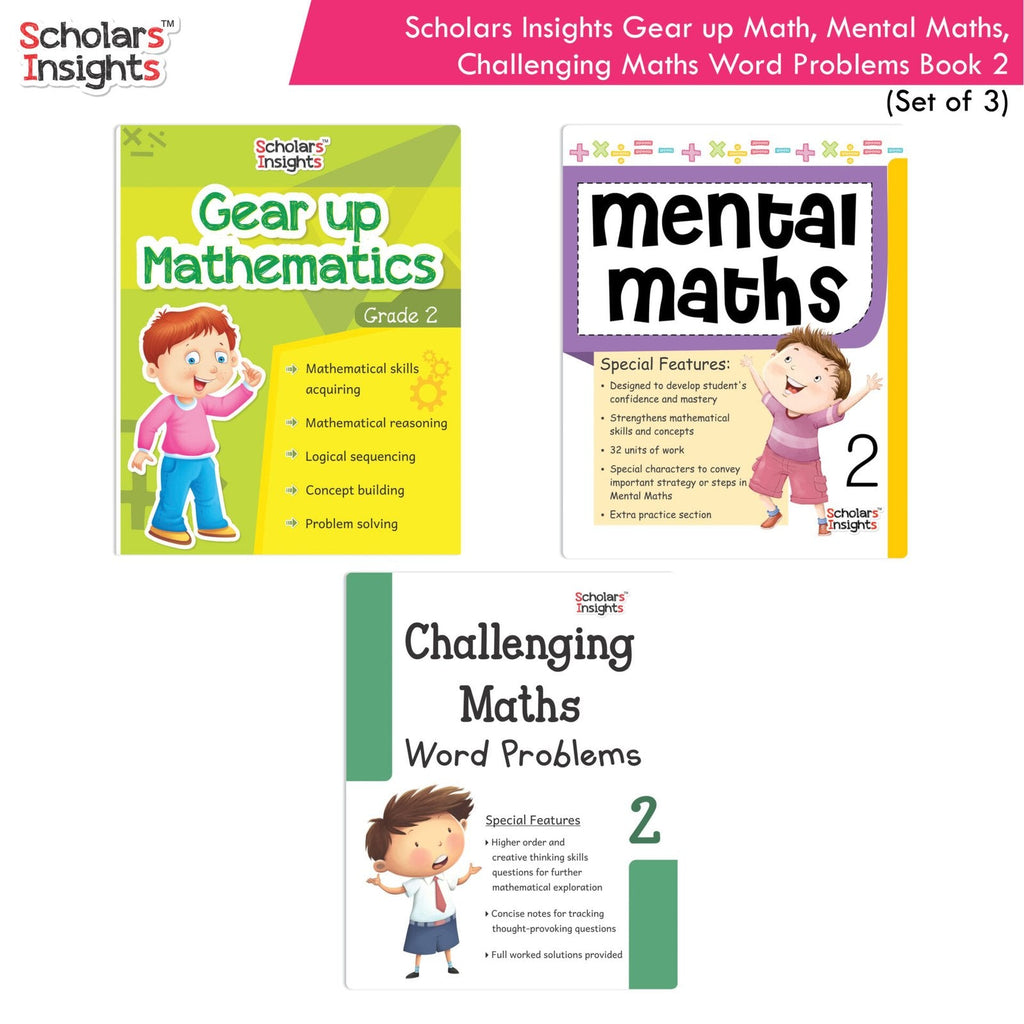 Scholars Insight Combo Set of Mathematics Workbooks For Grade 2| Set of 3| Problem Solving Book for Kids | Grocsy