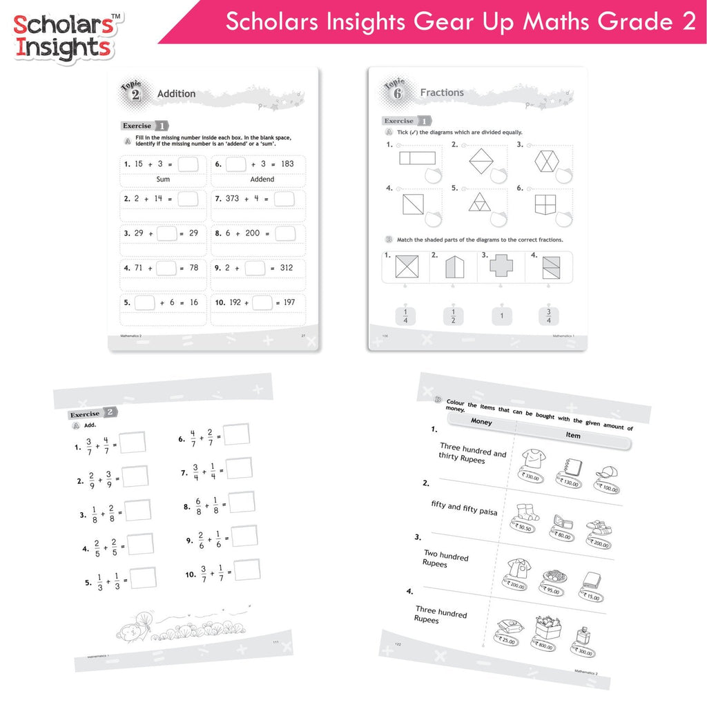 Scholars Insight Combo Set of Mathematics Workbooks For Grade 2| Set of 3| Problem Solving Book for Kids | Grocsy
