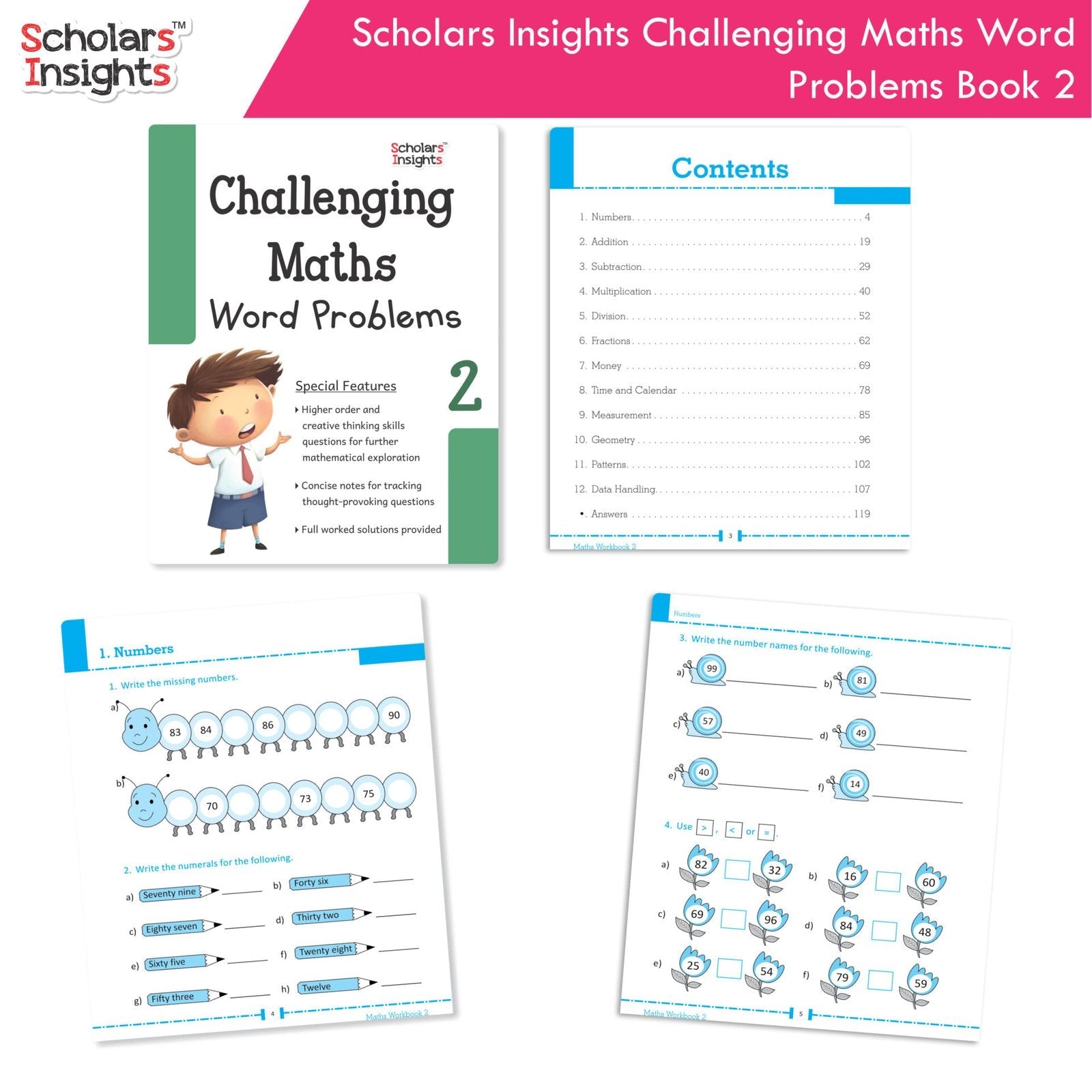 Scholars Insight Combo Set of Mathematics Workbooks For Grade 2| Set of 3| Problem Solving Book for Kids | Grocsy