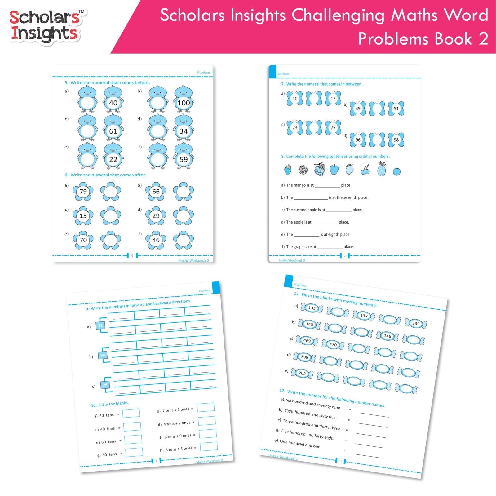 Scholars Insight Combo Set of Mathematics Workbooks For Grade 2| Set of 3| Problem Solving Book for Kids | Grocsy