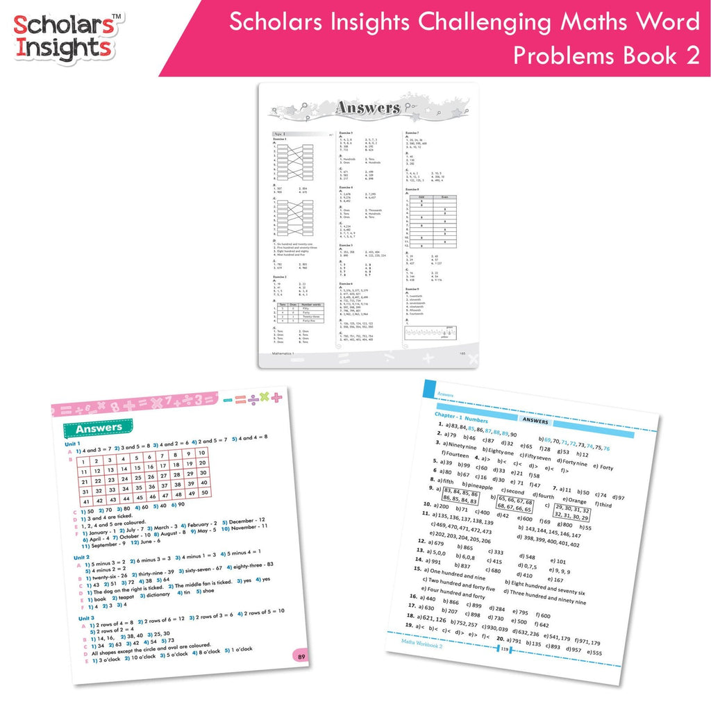 Scholars Insight Combo Set of Mathematics Workbooks For Grade 2| Set of 3| Problem Solving Book for Kids | Grocsy