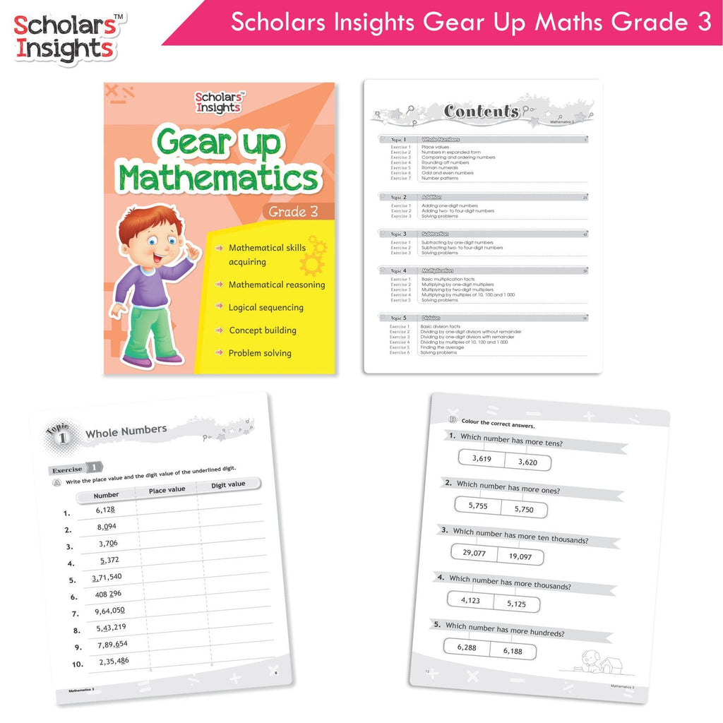 Scholars Insight Combo Set of Mathematics Workbooks For Grade 3| Set of 3| Problem Solving Book for Kids | Grocsy