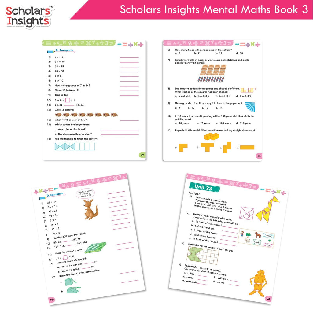 Scholars Insight Combo Set of Mathematics Workbooks For Grade 3| Set of 3| Problem Solving Book for Kids | Grocsy