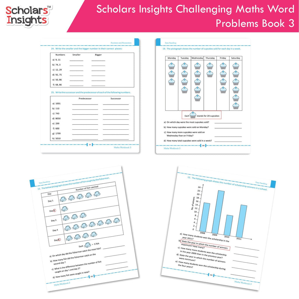 Scholars Insight Combo Set of Mathematics Workbooks For Grade 3| Set of 3| Problem Solving Book for Kids | Grocsy