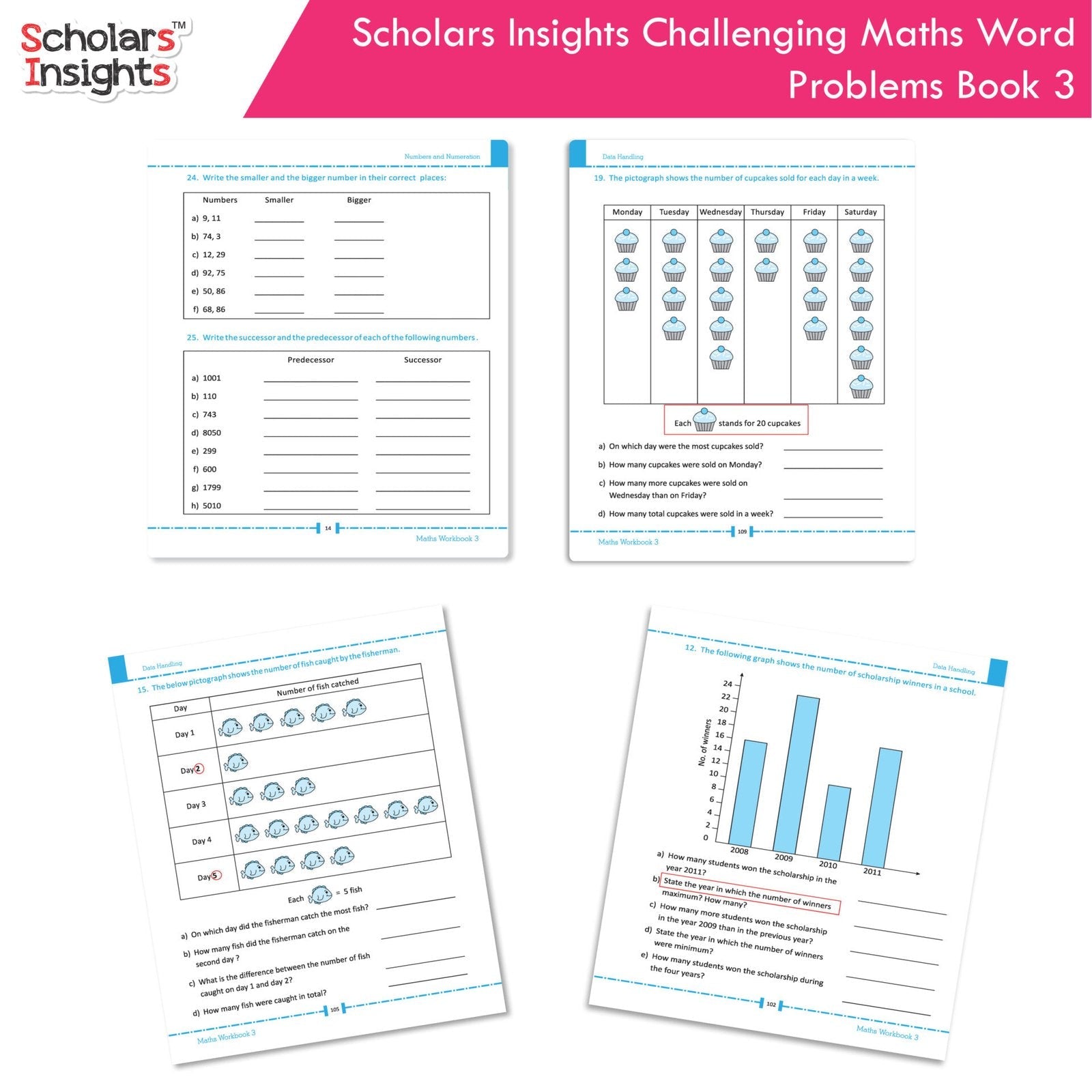 Scholars Insight Combo Set of Mathematics Workbooks For Grade 3| Set of 3| Problem Solving Book for Kids | Grocsy