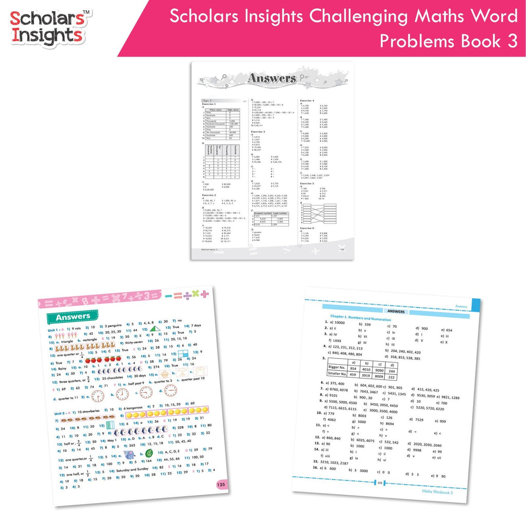 Scholars Insight Combo Set of Mathematics Workbooks For Grade 3| Set of 3| Problem Solving Book for Kids | Grocsy