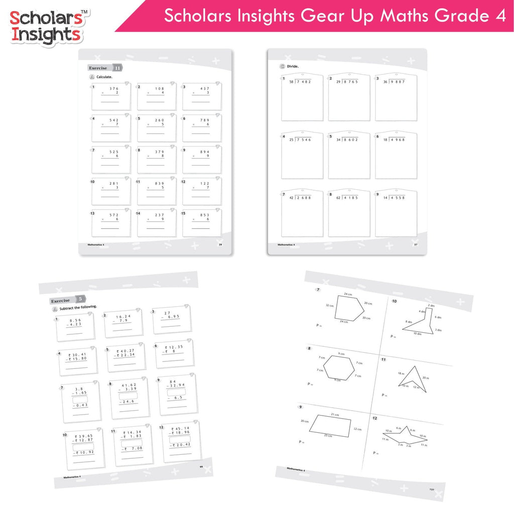 Scholars Insight Combo Set of Mathematics Workbooks For Grade 4| Set of 3| Problem Solving Book for Kids | Grocsy