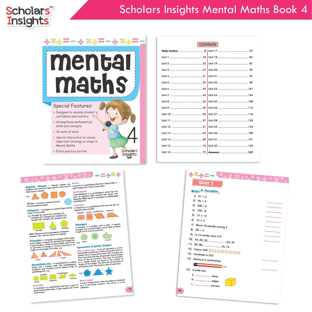 Scholars Insight Combo Set of Mathematics Workbooks For Grade 4| Set of 3| Problem Solving Book for Kids | Grocsy