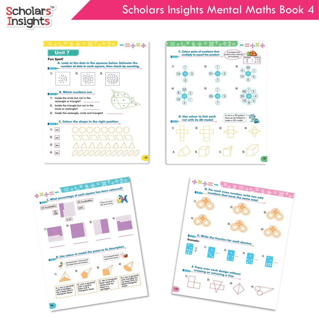 Scholars Insight Combo Set of Mathematics Workbooks For Grade 4| Set of 3| Problem Solving Book for Kids | Grocsy