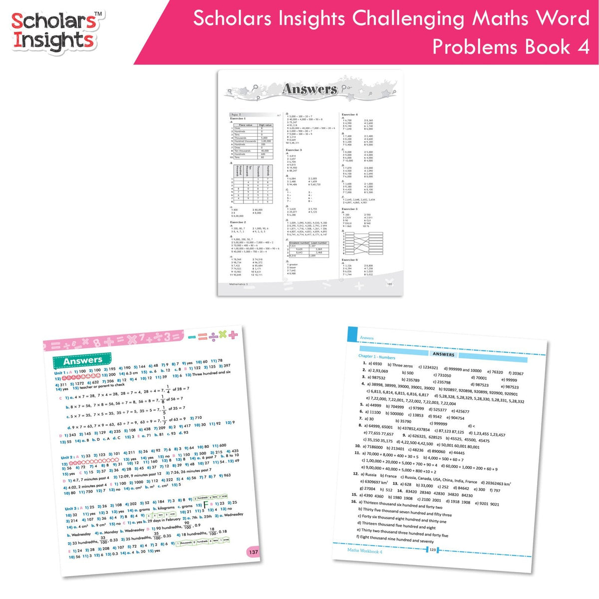 Scholars Insight Combo Set of Mathematics Workbooks For Grade 4| Set of 3| Problem Solving Book for Kids | Grocsy