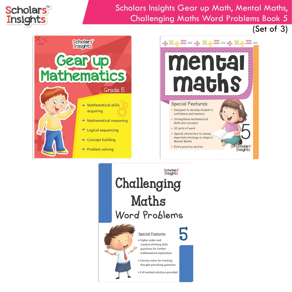 Scholars Insight Combo Set of Mathematics Workbooks For Grade 5| Set of 3| Problem Solving Book for Kids | Grocsy