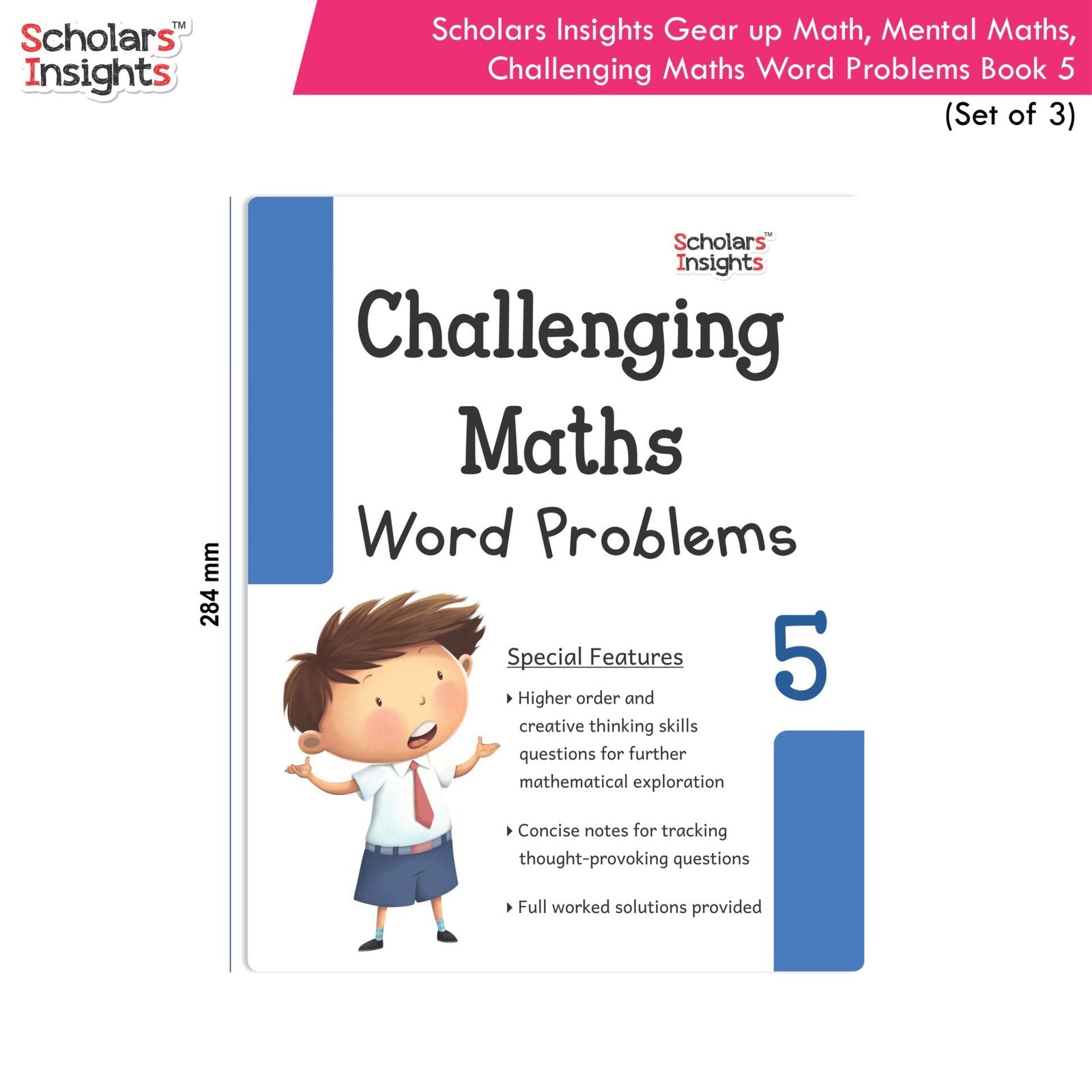 Scholars Insight Combo Set of Mathematics Workbooks For Grade 5| Set of 3| Problem Solving Book for Kids | Grocsy