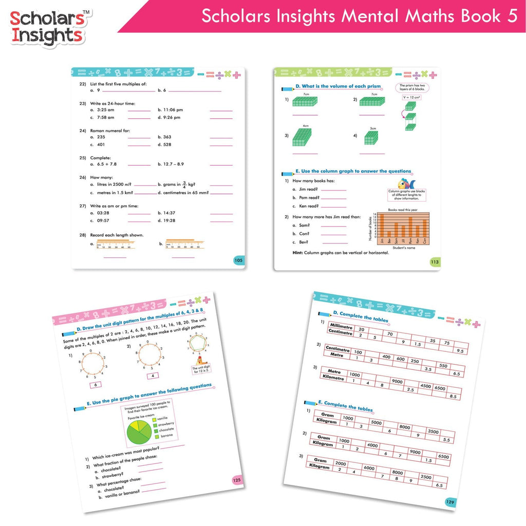 Scholars Insight Combo Set of Mathematics Workbooks For Grade 5| Set of 3| Problem Solving Book for Kids | Grocsy