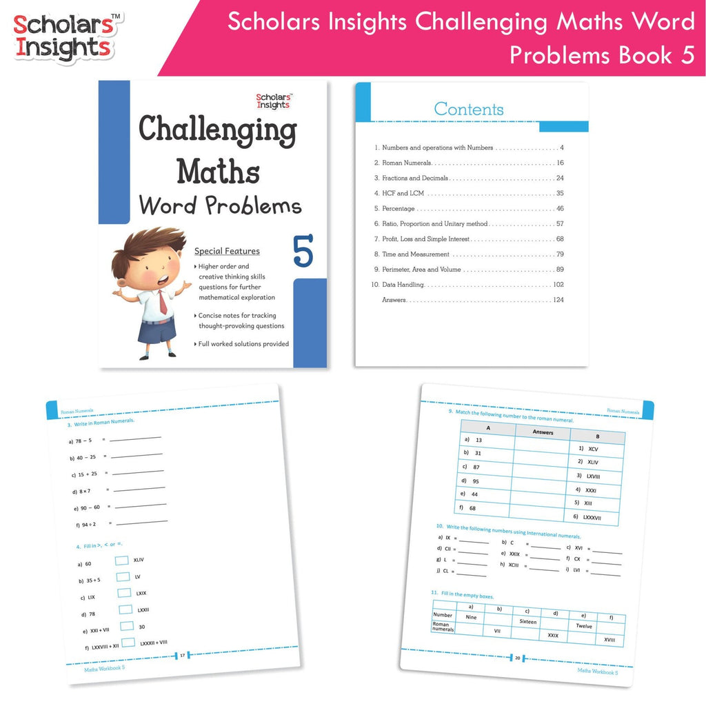 Scholars Insight Combo Set of Mathematics Workbooks For Grade 5| Set of 3| Problem Solving Book for Kids | Grocsy