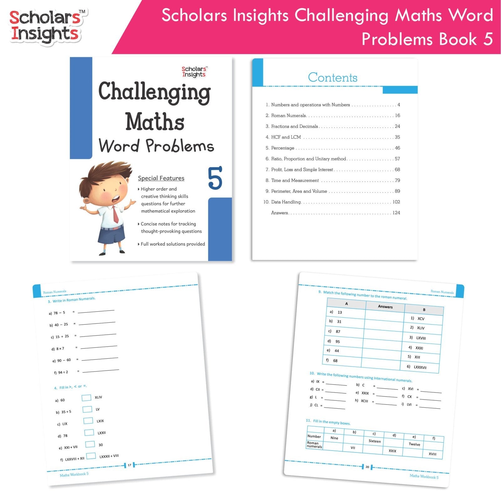 Scholars Insight Combo Set of Mathematics Workbooks For Grade 5| Set of 3| Problem Solving Book for Kids | Grocsy