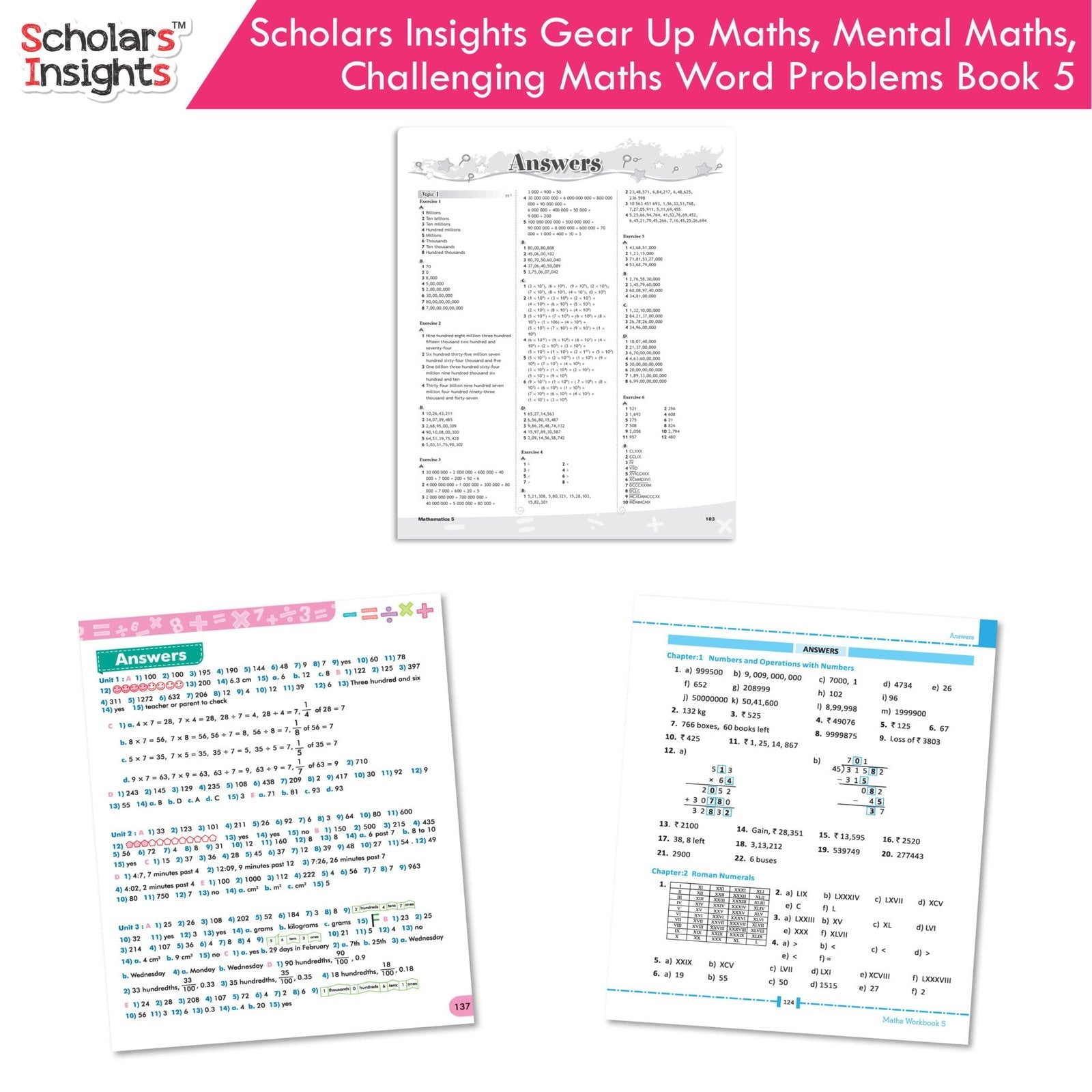 Scholars Insight Combo Set of Mathematics Workbooks For Grade 5| Set of 3| Problem Solving Book for Kids | Grocsy