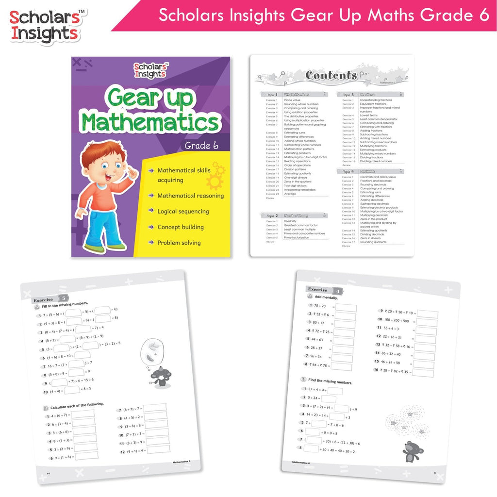 Scholars Insight Combo Set of Mathematics Workbooks For Grade 6| Set of 3| Problem Solving Book for Kids | Grocsy