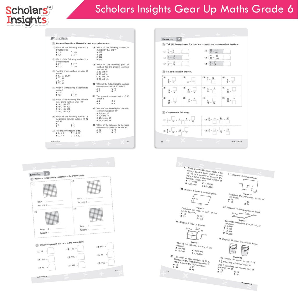 Scholars Insight Combo Set of Mathematics Workbooks For Grade 6| Set of 3| Problem Solving Book for Kids | Grocsy