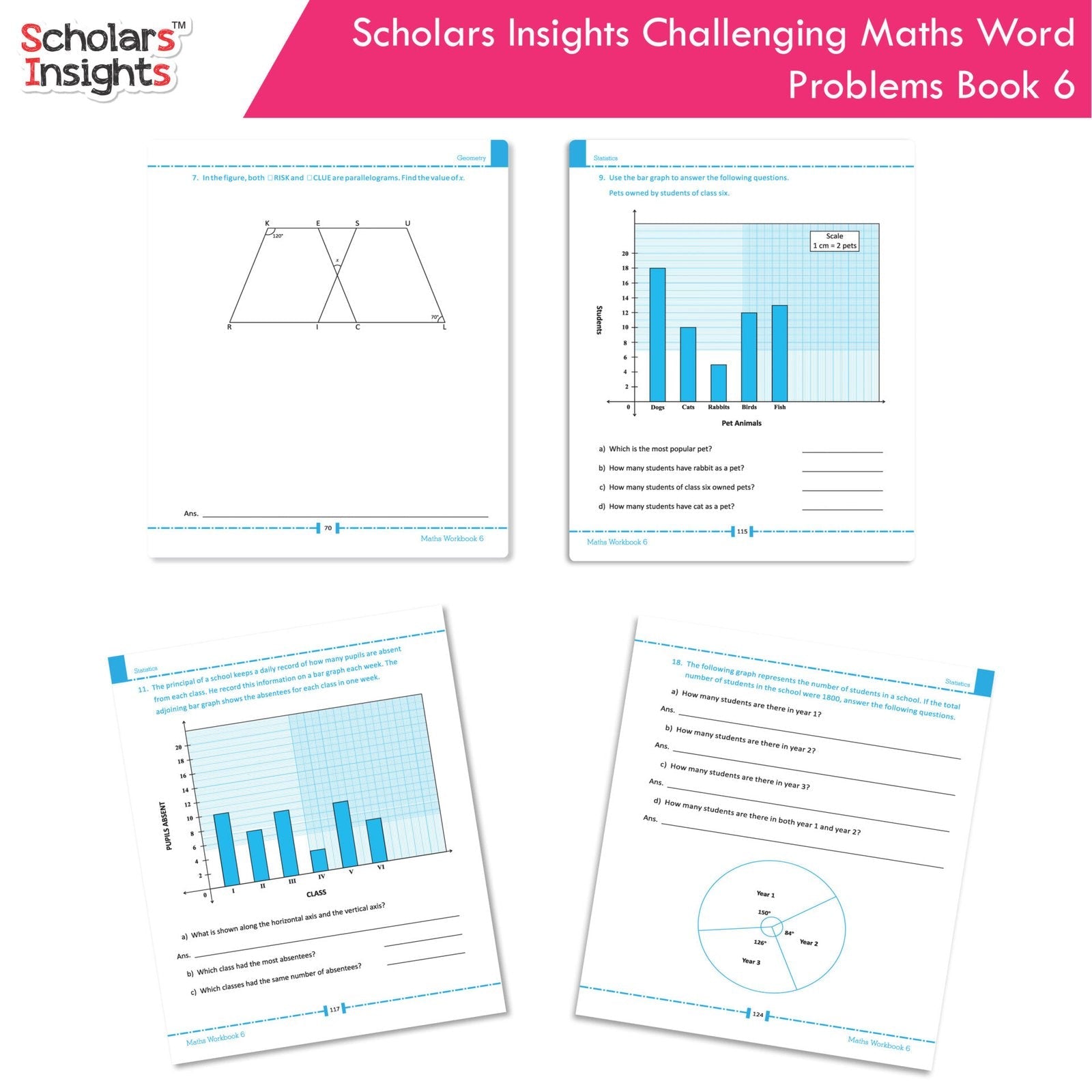 Scholars Insight Combo Set of Mathematics Workbooks For Grade 6| Set of 3| Problem Solving Book for Kids | Grocsy