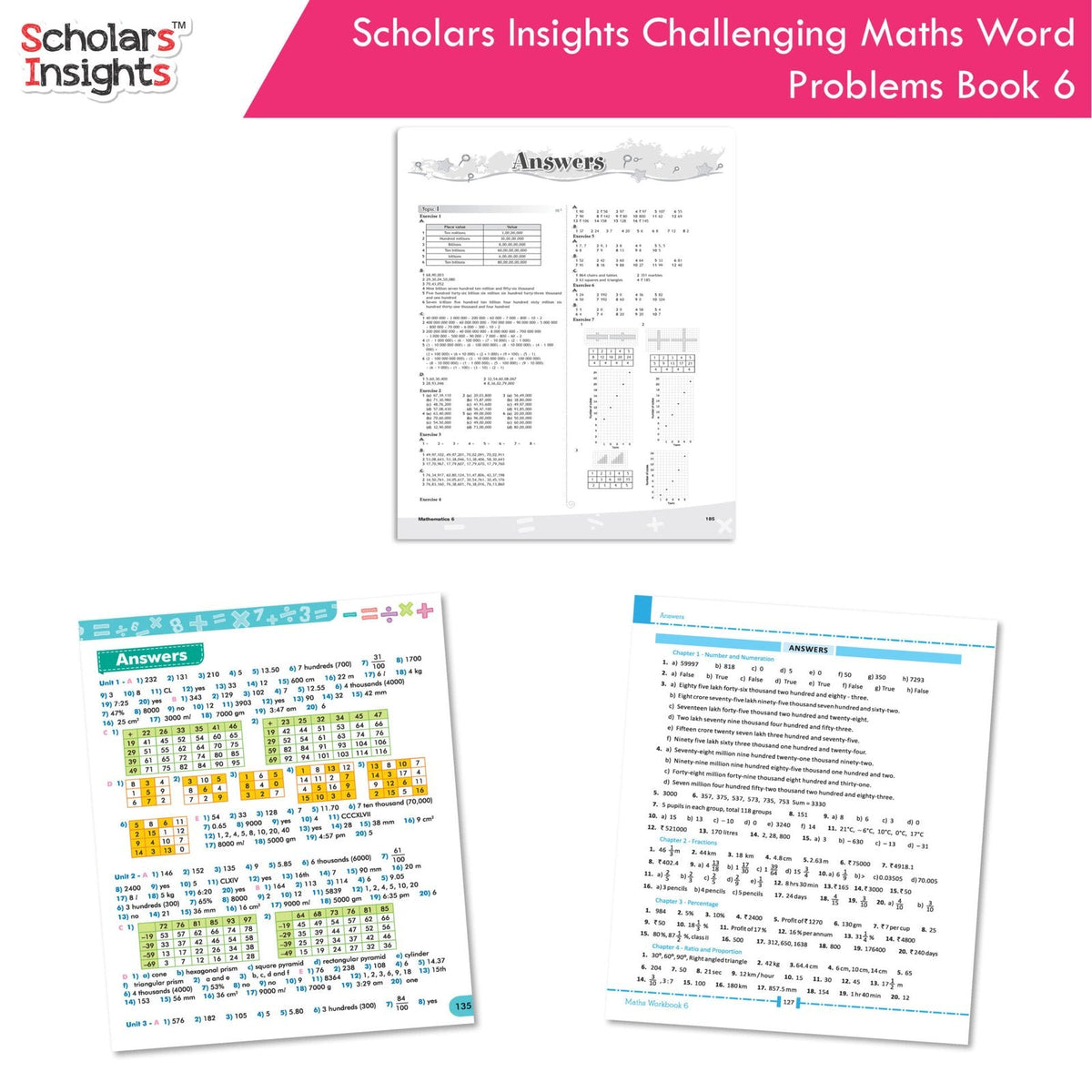 Scholars Insight Combo Set of Mathematics Workbooks For Grade 6| Set of 3| Problem Solving Book for Kids | Grocsy