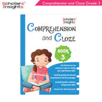 Scholars Insights Comprehension and Cloze Grade 3|English Vocabulary, Grammar Skill Book 3| Ages 8-9 Years | Grocsy