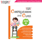 Scholars Insights Comprehension and Cloze Grade 4|English Vocabulary, Grammar Skill Book 4| Ages 9-10 Years | Grocsy