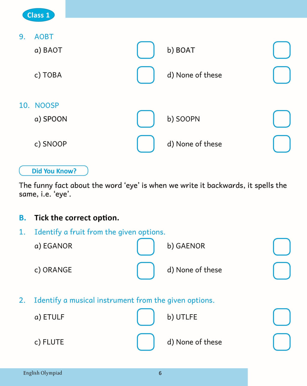 Scholars Insights English Olympiad Grade 1 | Grocsy
